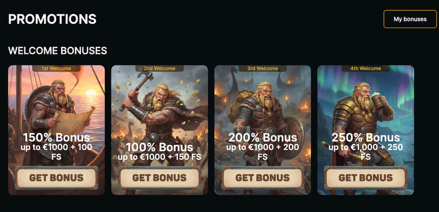 Odin Fortune Casino welcome bonus — up to £500 plus 75 free spins